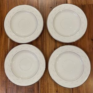 Hankook St. James Fine China Super Bone Small Side Plates 6” White W Silver Rim